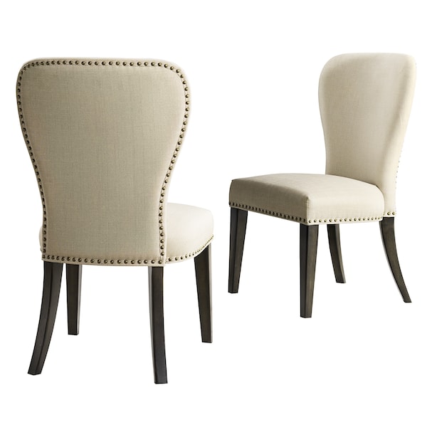 Alaterre Furniture Savoy Upholstered Dining Chairs, Cream Set of 2, PR ANSV02FDC - main